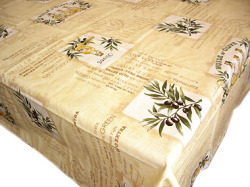 French coated tablecloth (olives Les Baux. raw)